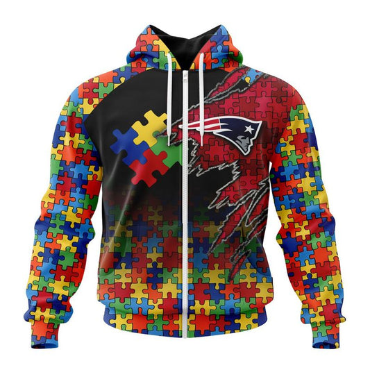 New England Patriots Special Autism Awareness Design Hoodie Zip Hoodie T-shirt Sweatshirt