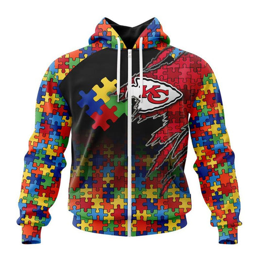 Kansas City Chiefs Special Autism Awareness Design Hoodie Zip Hoodie T-shirt Sweatshirt
