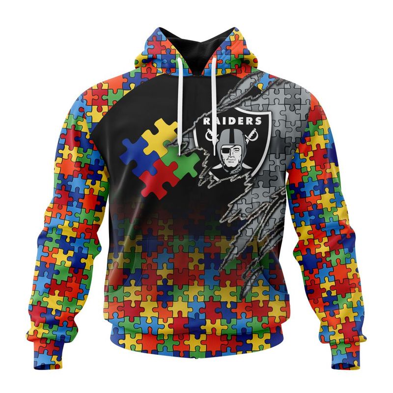 Las Vegas Raiders Special Autism Awareness Design Hoodie Zip Hoodie T-shirt Sweatshirt