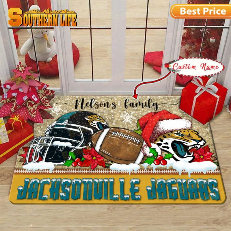 Jacksonville Jaguars Christmas Personalized Doormat BGDMM517