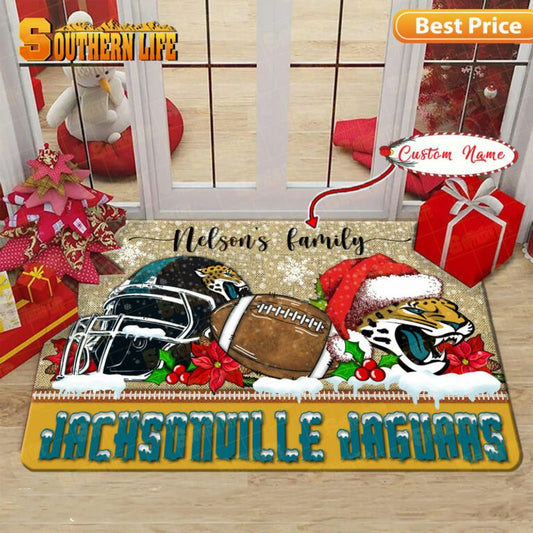 Jacksonville Jaguars Christmas Personalized Doormat BGDMM517