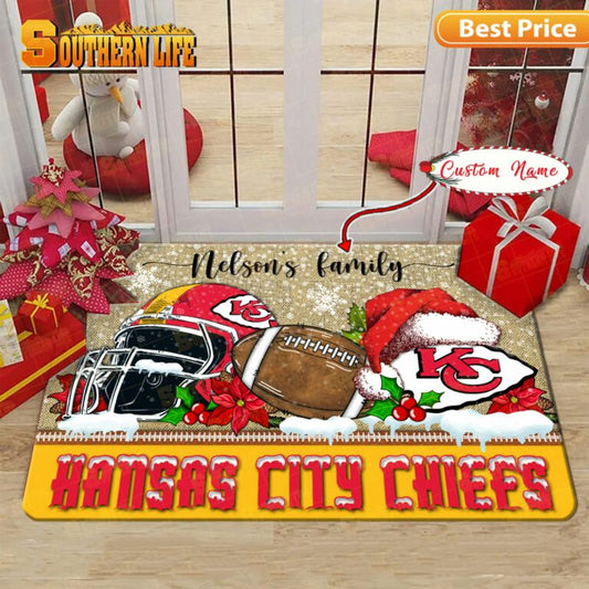 Kansas City Chiefs Christmas Personalized Doormat BGDMM518