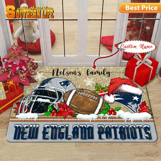 New England Patriots Christmas Personalized Doormat BGDMM521