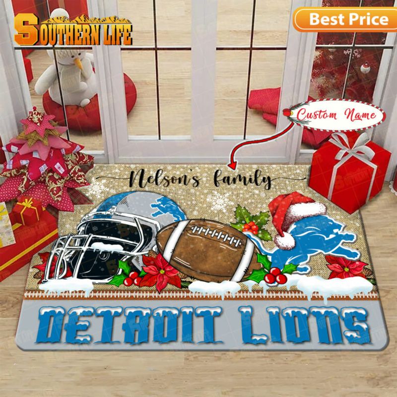 Detroit Lions Christmas Personalized Doormat BGDMM513