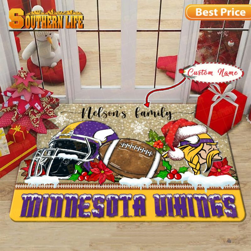 Minnesota Vikings Christmas Personalized Doormat BGDMM520