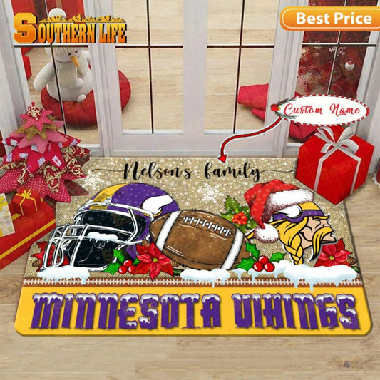 Minnesota Vikings Christmas Personalized Doormat BGDMM520