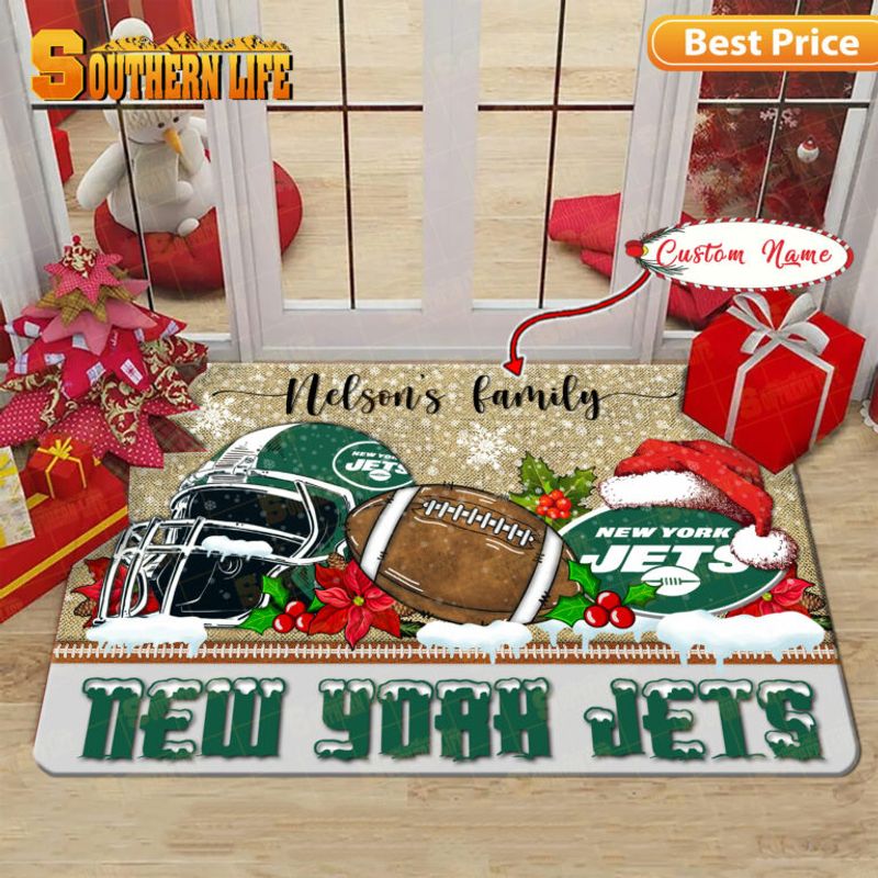 New York Jets Christmas Personalized Doormat BGDMM524