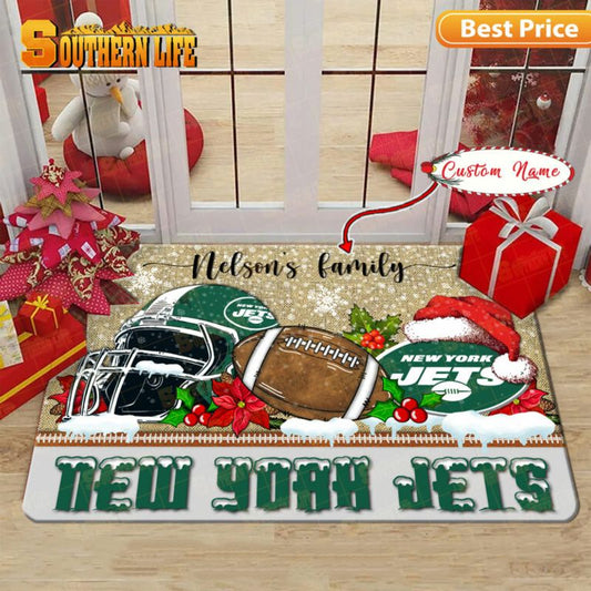 New York Jets Christmas Personalized Doormat BGDMM524