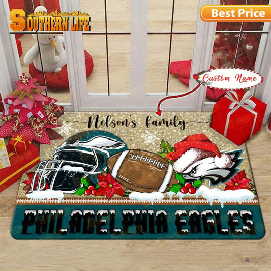 Philadelphia Eagles Christmas Personalized Doormat BGDMM526