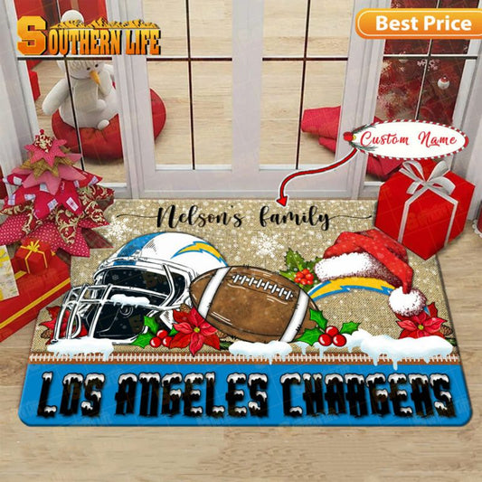 Los Angeles Chargers Christmas Personalized Doormat BGDMM529