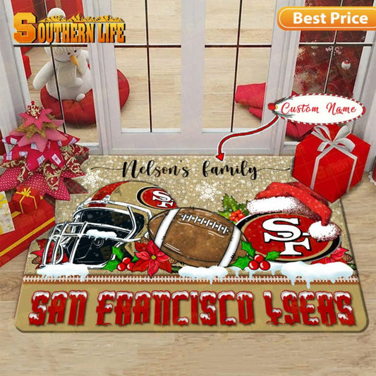 San Francisco 49ers Christmas Personalized Doormat BGDMM530