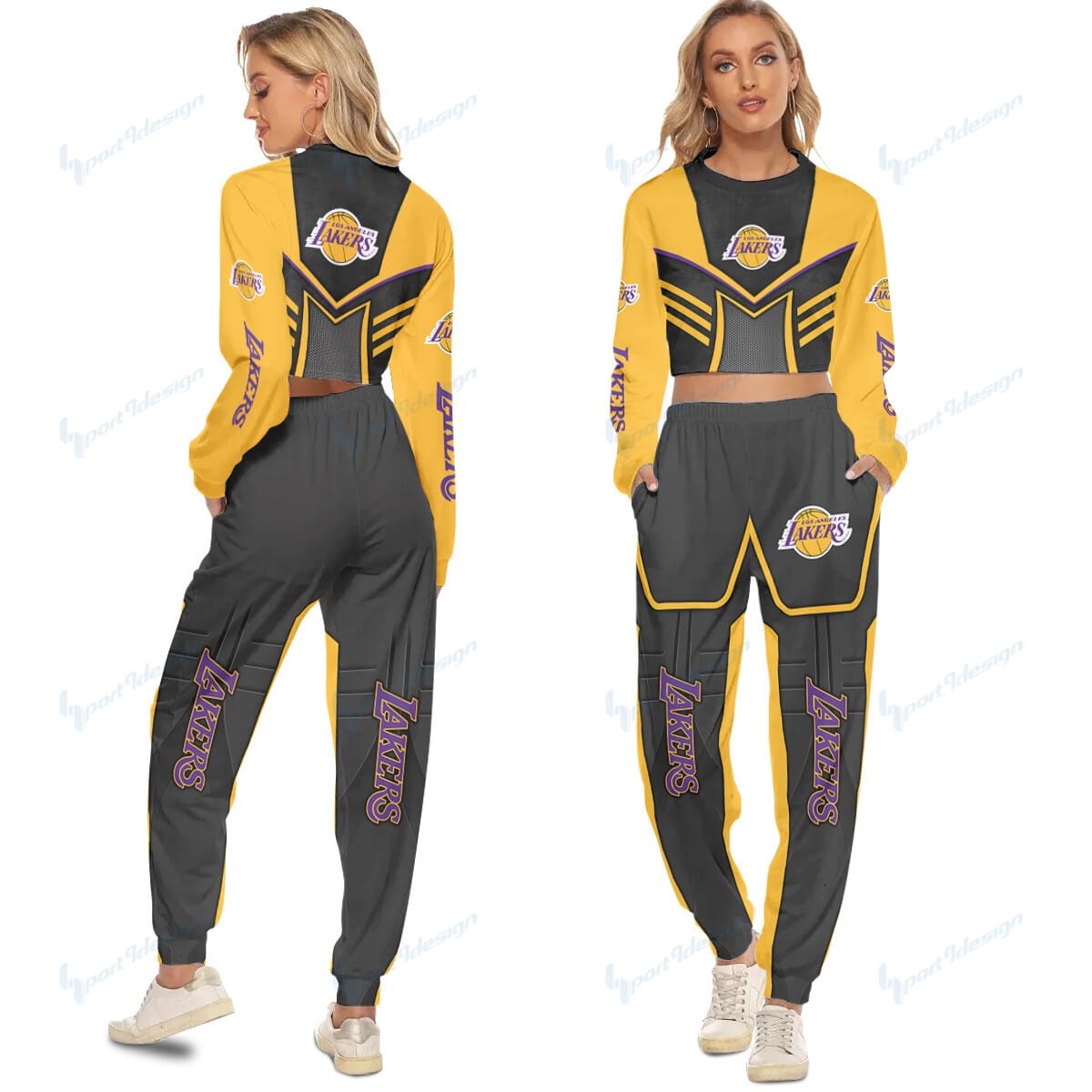 Los Angeles Lakers Crop Sweatshirt Suit 46