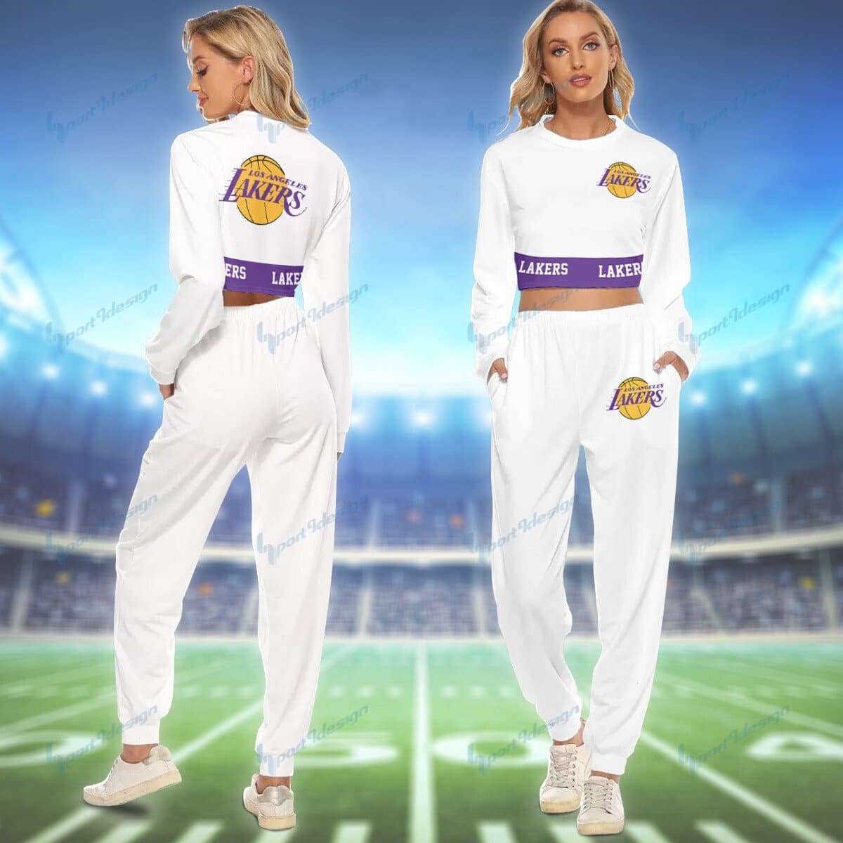 Los Angeles Lakers Crop Sweatshirt Suit 17