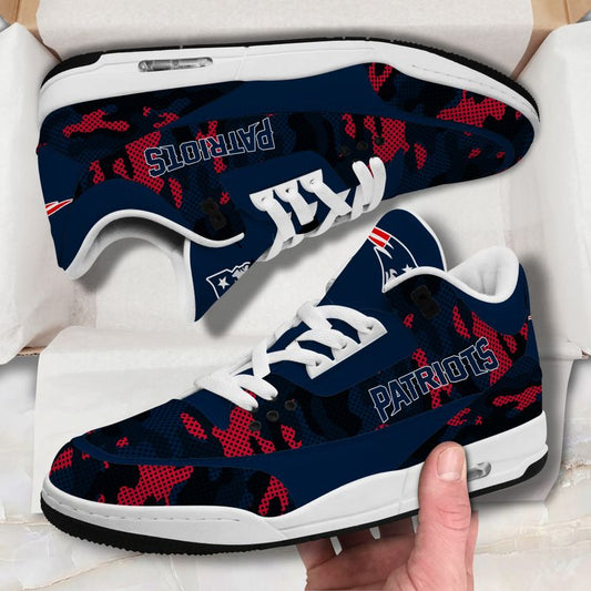New England Patriots Camo Pattern White Genuine Leather JD03 Shoes Men and Women AZBTAJ3000028