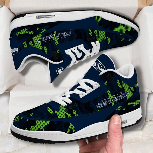 Seattle Seahawks Camo Pattern White Genuine Leather JD03 Shoes Men and Women AZBTAJ3000078