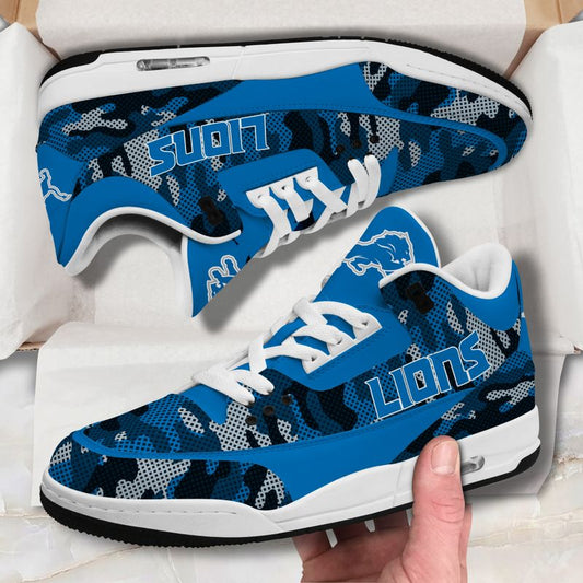 Detroit Lions Camo Pattern White Genuine Leather JD03 Shoes Men and Women AZBTAJ3000083