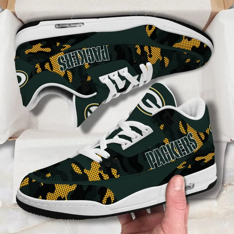 Green Bay Packers Camo Pattern White Genuine Leather JD03 Shoes Men and Women AZBTAJ3000023
