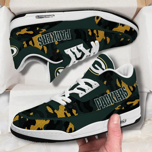 Green Bay Packers Camo Pattern White Genuine Leather JD03 Shoes Men and Women AZBTAJ3000023