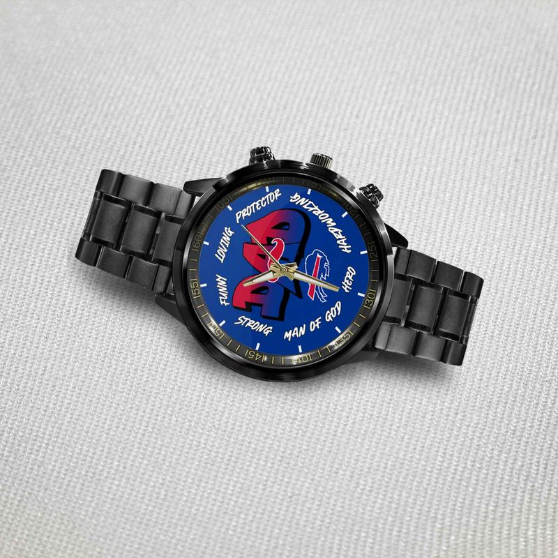 Buffalo Bills Limited Edition Black Stainless Steel Watch For Father’s Day AZBTWA000001