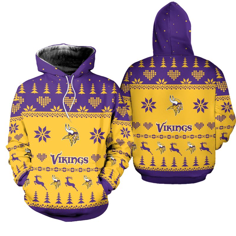 Minnesota Vikings Christmas Patterns Hoodie and Joggers