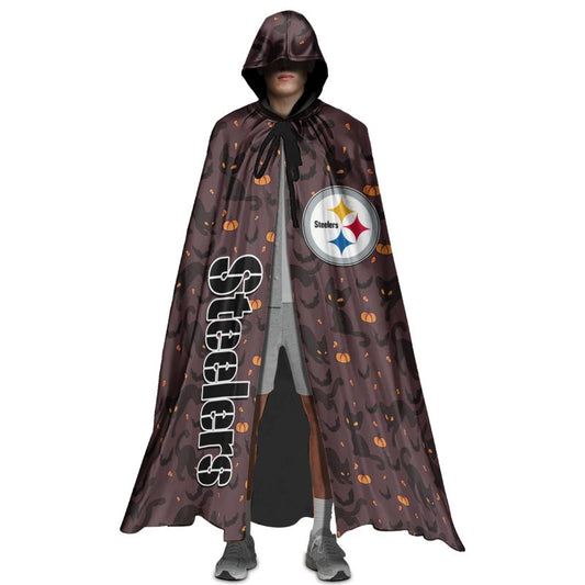Pittsburgh Steelers Black Cat Pattern Halloween Limited Edition All-Over Print Halloween Cloak
