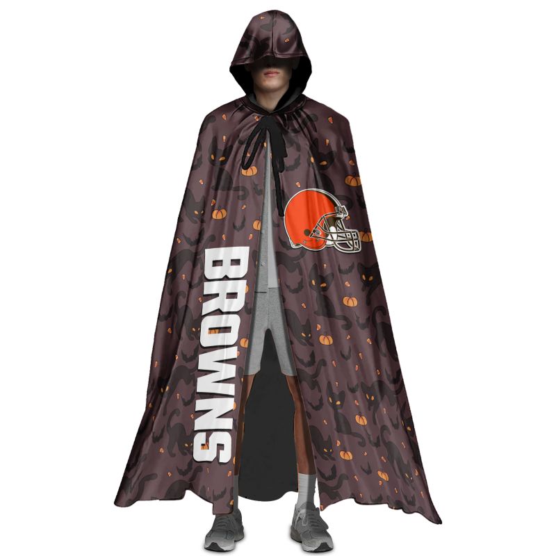 Cleveland Browns Black Cat Pattern Halloween Limited Edition All-Over Print Halloween Cloak