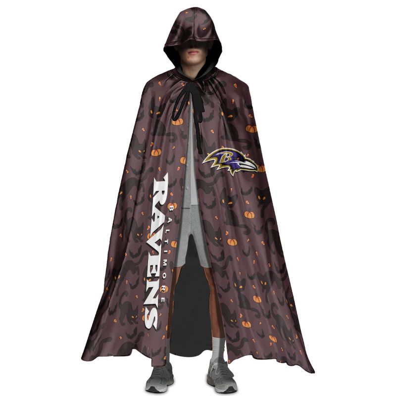 Baltimore Ravens Black Cat Pattern Halloween Limited Edition All-Over Print Halloween Cloak