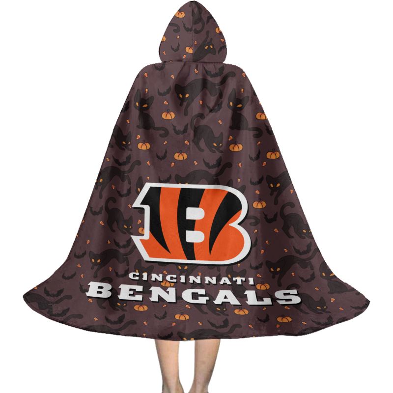 Cincinnati Bengals Black Cat Pattern Halloween Limited Edition All-Over Print Halloween Cloak