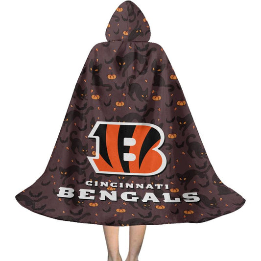 Cincinnati Bengals Black Cat Pattern Halloween Limited Edition All-Over Print Halloween Cloak