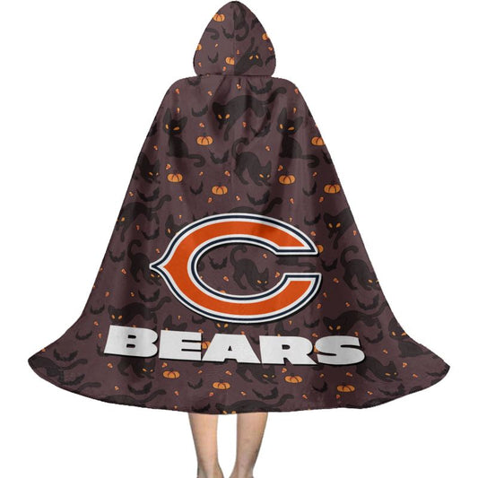 Chicago Bears Black Cat Pattern Halloween Limited Edition All-Over Print Halloween Cloak