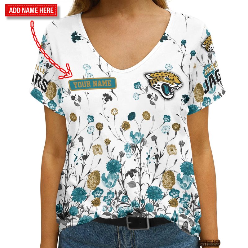 Jacksonville Jaguars Personalized V-neck Women T-shirt