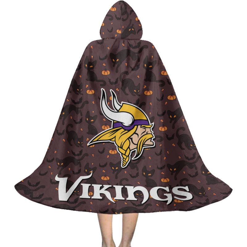Minnesota Vikings Black Cat Pattern Halloween Limited Edition All-Over Print Halloween Cloak