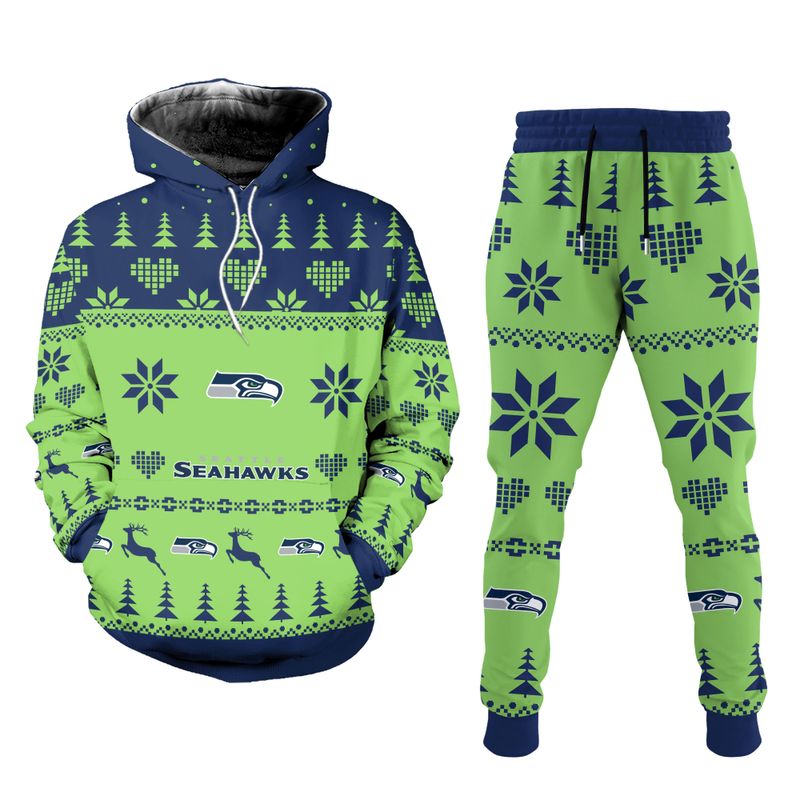 Seattle Seahawks Christmas Patterns Hoodie and Joggers