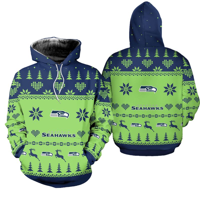 Seattle Seahawks Christmas Patterns Hoodie and Joggers
