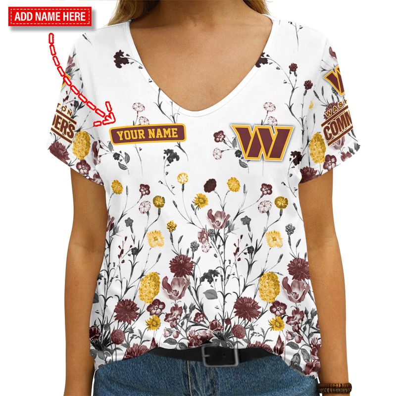 Washington Commanders Personalized V-neck Women T-shirt