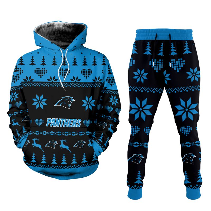 Carolina Panthers Christmas Patterns Hoodie and Joggers