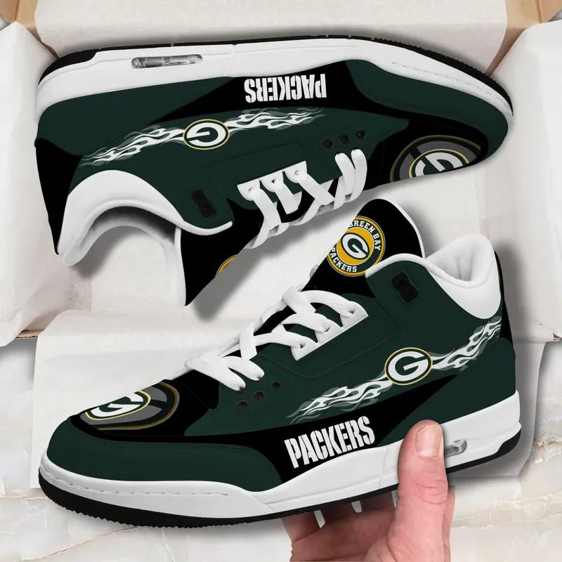 Green Bay Packers Fire White Genuine Leather JD03 Shoes Men and Women AZBTAJ3000046