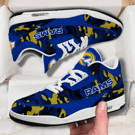 Los Angeles Rams Camo Pattern White Genuine Leather JD03 Shoes Men and Women AZBTAJ3000019