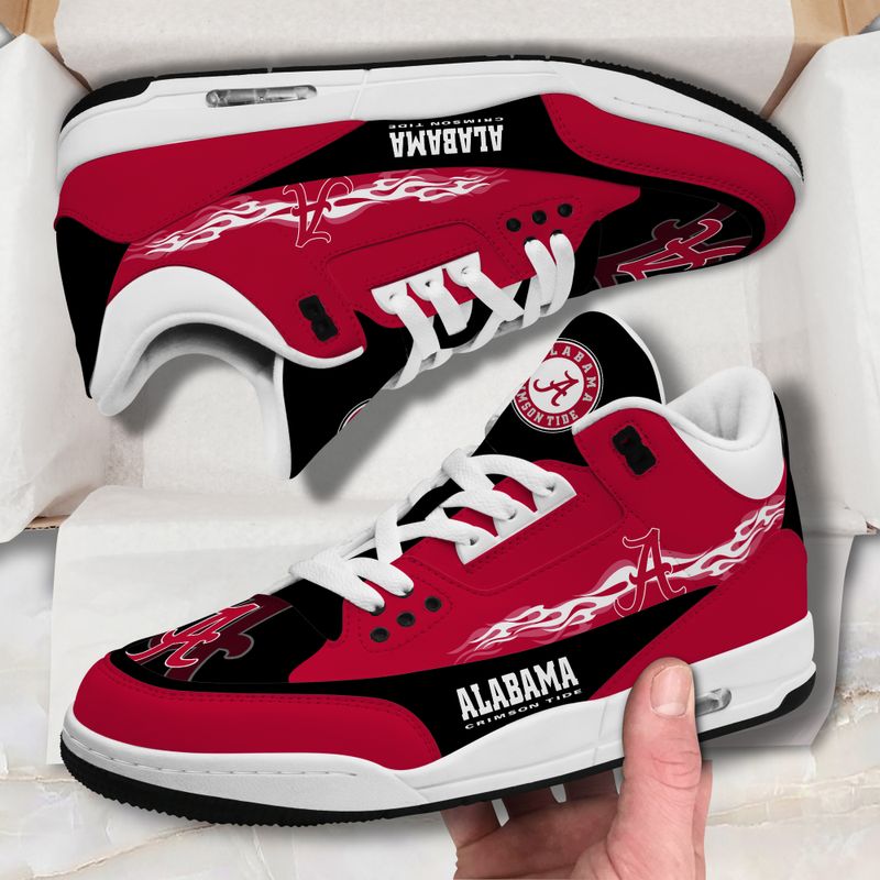 Alabama Crimson Tide Fire White Genuine Leather JD03 Shoes Men and Women AZBTAJ3000032