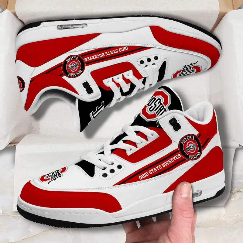 Ohio State Buckeyes Basic White Genuine Leather JD03 Shoes Men and Women AZBTAJ3000054
