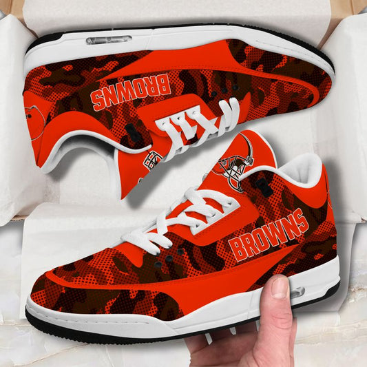 Cleveland Browns Camo Pattern White Genuine Leather JD03 Shoes Men and Women AZBTAJ3000094