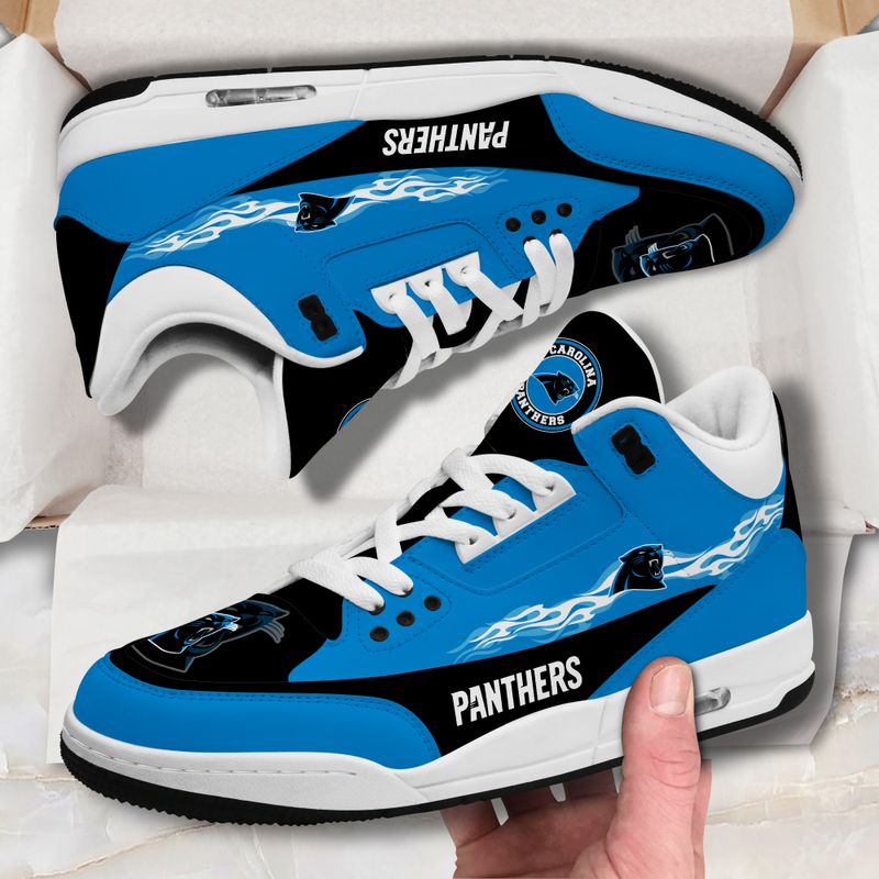 Carolina Panthers Fire White Genuine Leather JD03 Shoes Men and Women AZBTAJ3000106