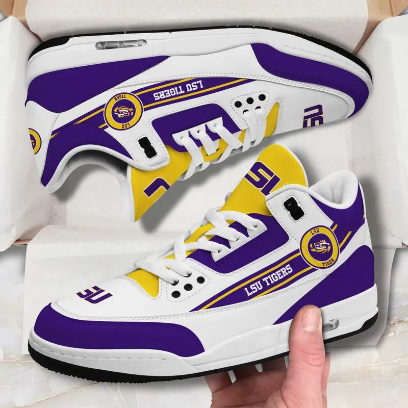 LSU Tigers Basic White Genuine Leather JD03 Shoes Men and Women AZBTAJ3000130