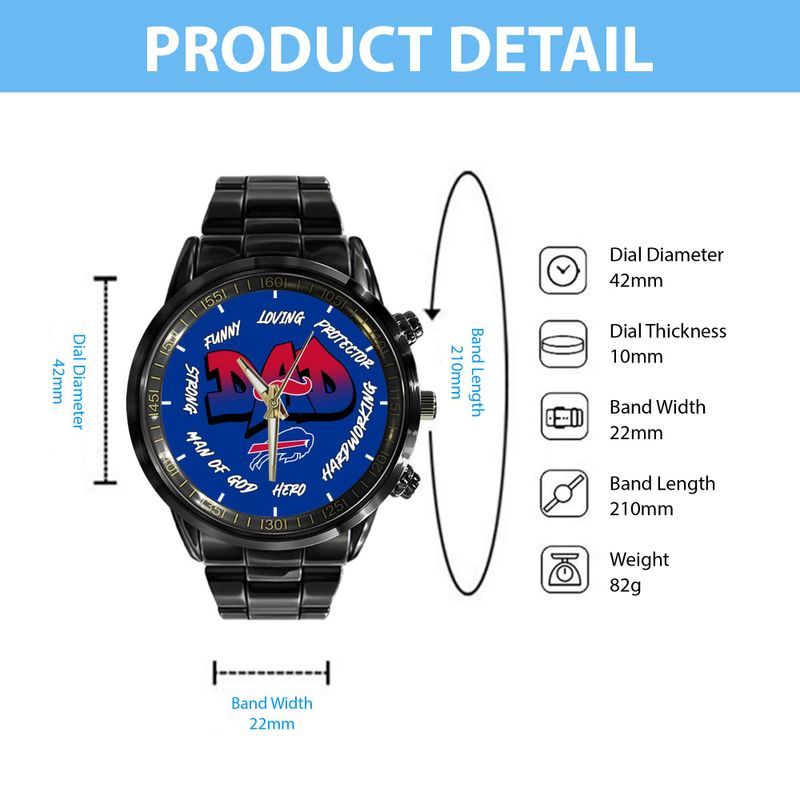 Buffalo Bills Limited Edition Black Stainless Steel Watch For Father’s Day AZBTWA000001