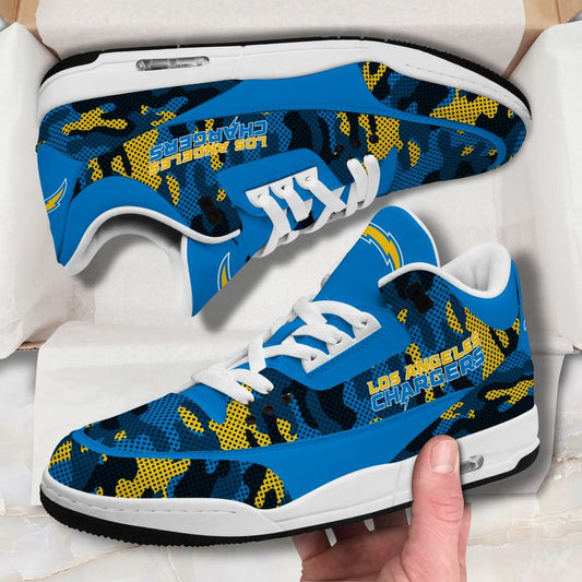 Los Angeles Chargers Camo Pattern White Genuine Leather JD03 Shoes Men and Women AZBTAJ3000024