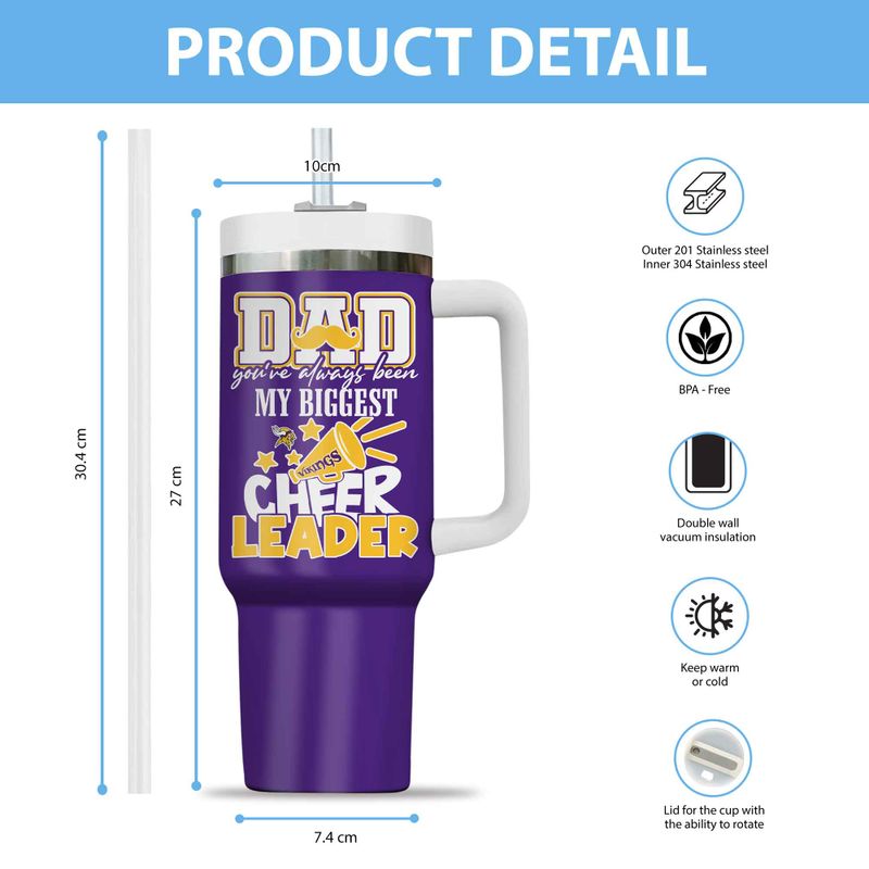 Minnesota Vikings My Biggest Cheer Leader Gift For Father’s Day Limited Edition 40oz Tumbler AZBT40OZ000186
