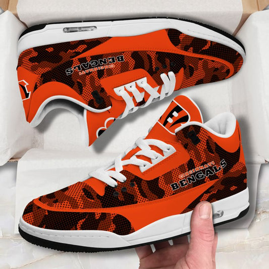 Cincinnati Bengals Camo Pattern White Genuine Leather JD03 Shoes Men and Women AZBTAJ3000089