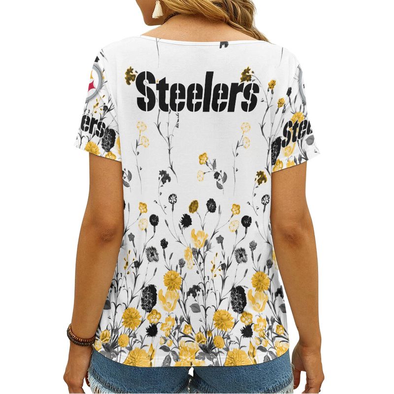 Pittsburgh Steelers Personalized V-neck Women T-shirt