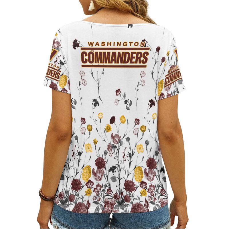Washington Commanders Personalized V-neck Women T-shirt