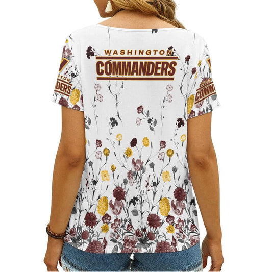 Washington Commanders Personalized V-neck Women T-shirt